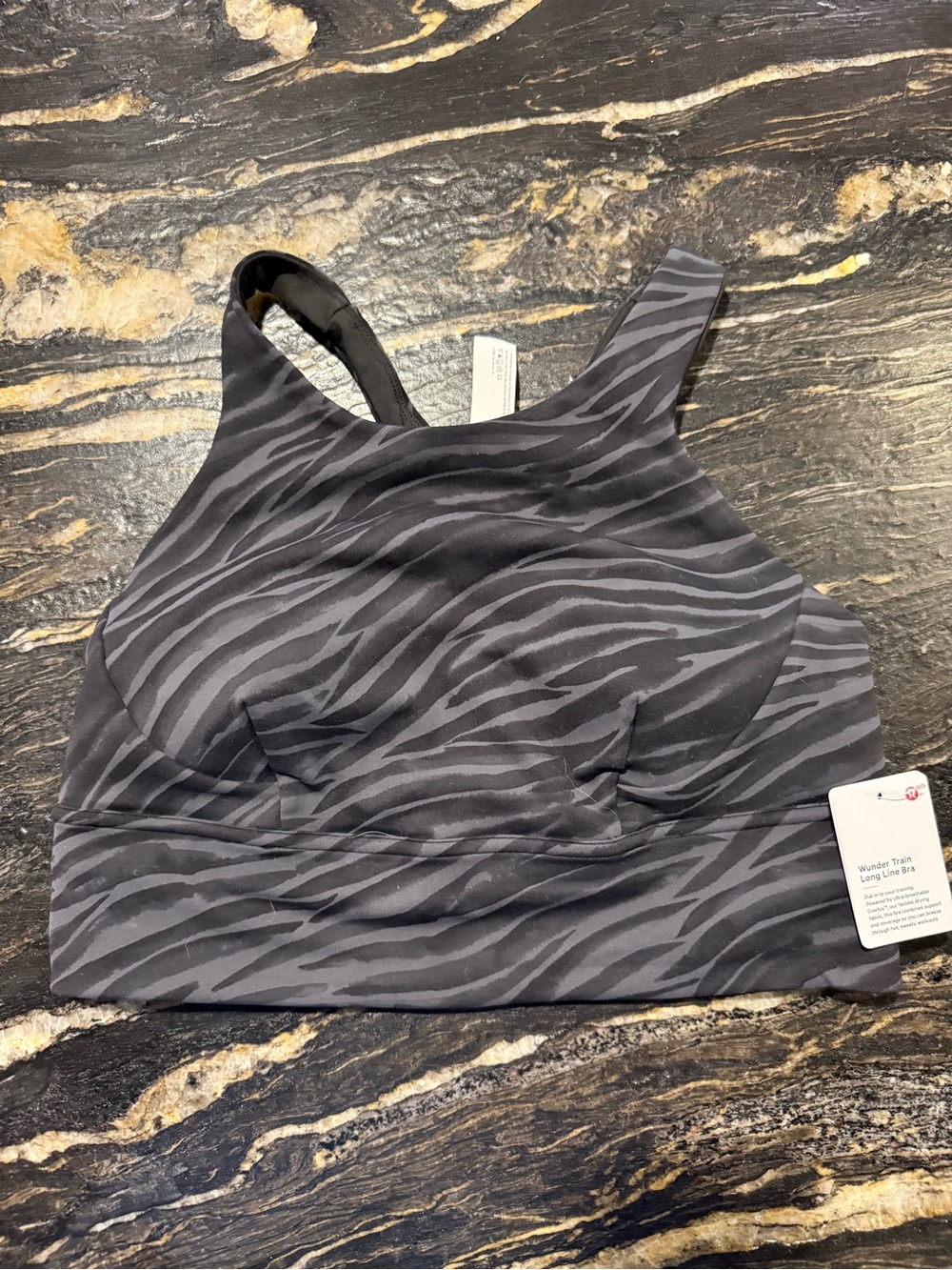 lululemon athletica High-Neck Long Line Sports Bra - Black & Gray Zebra